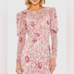 Mac Duggal Pink Floral Embellished Dress